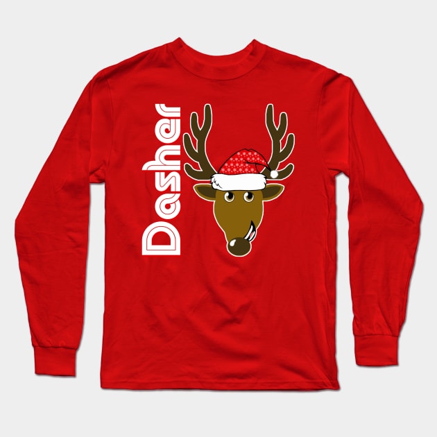 Dasher, Family Christmas Santa Anime 8+ Reindeer Tshirts Long Sleeve T-Shirt by TonTomDesignz